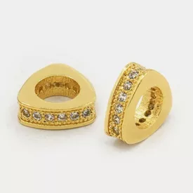   Arany Színű Fehér Cirkón Cirkónia Strasszos Nyaklánc Karkötő Ékszer Dísz Közdarab Köztes Háromszög Charm 9mm