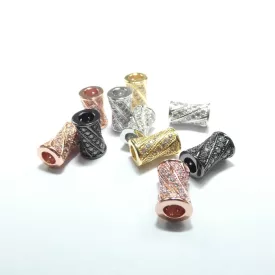   Arany Színű Fehér Cirkón Cirkónia Strasszos Charm Közdarab Köztes 9x6mm