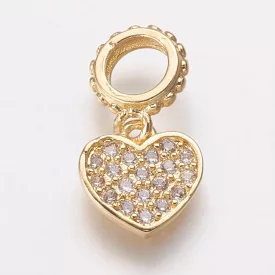   Arany Színű Fehér Cirkón Cirkónia Strasszos Szív Charm Nyaklánc Karkötő Ékszer Dísz Közdarab Köztes Medál 17x9mm
