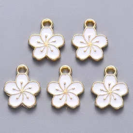 Arany Színű Fehér Tűzzománc Virág Medál 15x12mm