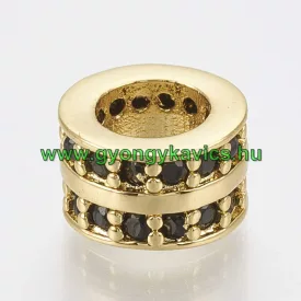   Arany Színű Fekete Cirkón Cirkónia Strasszos Nyaklánc Karkötő Ékszer Dísz Közdarab Köztes Charm 8,5x8,5mm