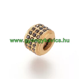   Arany Színű Fekete Cirkón Cirkónia Strasszos Nyaklánc Karkötő Ékszer Dísz Közdarab Köztes 9x7mm