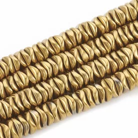 Arany Hematit Hullámos Korong Ásványgyöngy 6x1,5mm