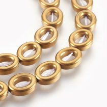 Arany Hematit Ovális Gyűrű Ásványgyöngy 10x8x3mm