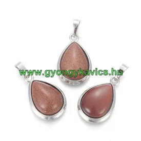 Arany Homokkő Medál Ezüst Keretben 26x16-17x8-10mm