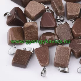   Arany Homokkő Medál Ezüst Színű Akasztóval 15-35x10-20x5-15mm
