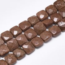   Arany Homokkő Lapos Kocka Ásványgyöngy Gyöngyfüzér 8x8mm