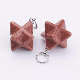 Arany Homokkő Merkaba Csillag Medál 12,5x12,5mm
