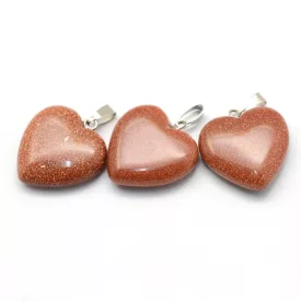   Arany Homokkő Szív Medál Ezüst Színű Akasztóval 20-22x20-21x5-8mm