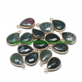   Arany Fazettált Indián / Indiai Achát Ásvány Medál 24x15x6mm