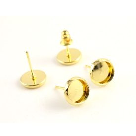   Arany Színű Kaboson Tartó Bedugós Fülbevaló Szilikon Dugóval 10mm