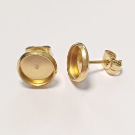   Nemesacél Arany Színű (2) Kaboson Tartó Bedugós Fülbevaló FÉM Dugóval 8mm
