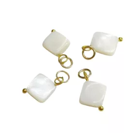   Arany Színű Kocka Kagyló (6) Medál Fülbevaló Alap 15x8mm