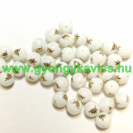   Arany Karácsonyfa Mintás Karácsonyi Üveggyöngy Nyaklánc Karkötő Ékszer Dísz Közdarab Köztes 10mm