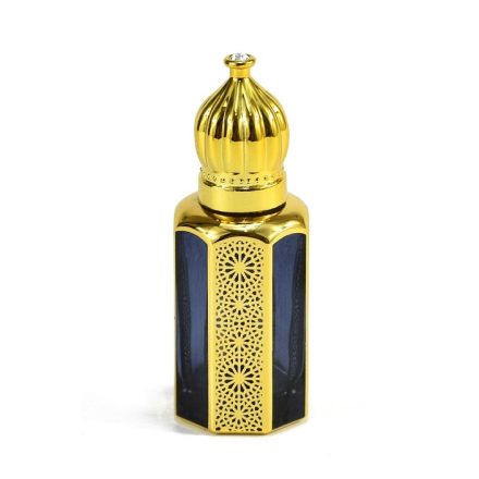 Arany Szürkés Kék "Dubai" Arab Mintás Golyós Roll-On Parfüm Illóolaj Üvegcse 73x31mm 12ml 