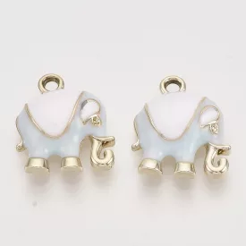   Arany Kék Fehér Színű Tűzzománc Elefánt Medál 17x14mm