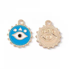   Arany Színű Kék Tűzzománc Nazar Ördög Hamsa Gonosz Szem Medál 21,5x18mm