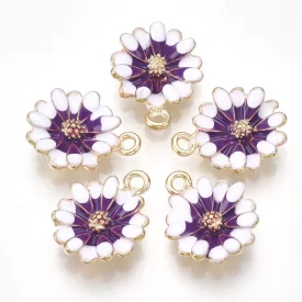 Arany Színű Lila Tűzzománc Virág Medál 15x12mm