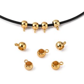   Arany Színű Nemesacél (2) Medáltartó Nyaklánc Karkötő Ékszer Dísz Közdarab Köztes Charm 6,4mm