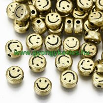   Arany Színű Antikolt Műanyag Smile Smiley Közdarab Köztes 6mm (50db)