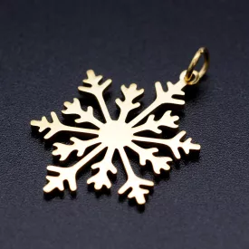   Arany Színű Nemesacél Hópehely Medál Karácsonyfa Dísz 26,5x19,5mm