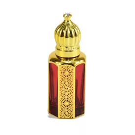   Arany Rózsaszínes Piros "Dubai" Arab Mintás Golyós Roll-On Parfüm Illóolaj Üvegcse 73x31mm 12ml 