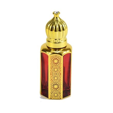 Arany Rózsaszínes Piros "Dubai" Arab Mintás Golyós Roll-On Parfüm Illóolaj Üvegcse 73x31mm 12ml 