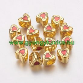   Arany Piros Színű Szív Charm Nyaklánc Karkötő Ékszer Dísz Köztes 8,5mm