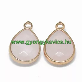 Arany Fazettált Rózsakvarc Ásvány Medál 24x15x6mm