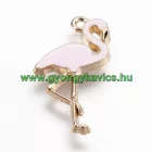 Arany Színű Rózsaszín Tűzzománc Flamingó Medál 26x14mm