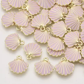   Arany Lilás Rózsaszín (3) Színű Tűzzománc Kagyló Medál 13x13mm