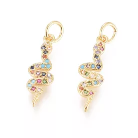   Arany Színű Színes Cirkón Cirkónia Strassz Kígyó Medál 18x6mm