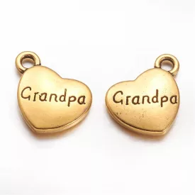   Arany Színű Grandpa Nagypapa Szív Medál Karkötő Nyaklánc 13x15mm