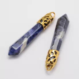 Arany Szodalit Oszlop Obeliszk Ásvány Medál 57-63x13x10mm