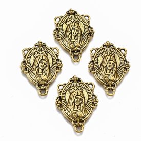   Arany Színű (2) Szűz Mária Rózsafüzér Közbülső Köztes Összekötő Medál 29x20mm