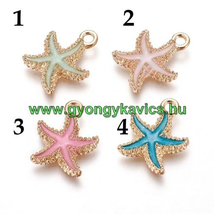 Arany Színű Zöld Tűzzománc  (1) Tengeri Csillag Medál 18x14,5mm