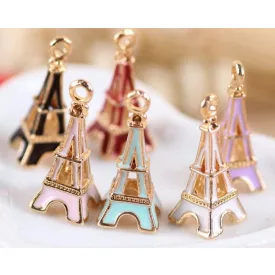   Arany Türkiz Színű Tűzzománc Eiffel Torony Medál Köztes 23x10mm