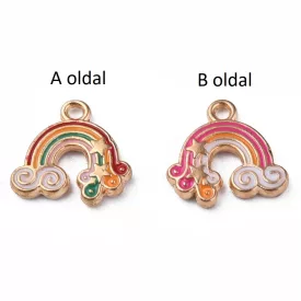 Arany Színű Tűzzománc Szivárvány Medál 13,5x14,5mm