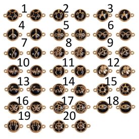   Arany Színű Kereszt (5) Fekete Üveg Kaboson Karkötő Közdarab Köztes 19x13mm