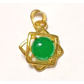 Arany Színű Zöld Jade Ásvány Medál 17x14mm