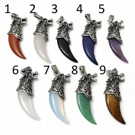   Lápisz Lazuli Lazurit Ásvány Farkasfog Farkaskarom Medál (4) ~53-57x23x10mm