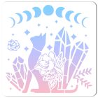 Ásvány Hold Csillag Macska Cica Virág (1) Rajzoló Sablon Stencil 30x30cm