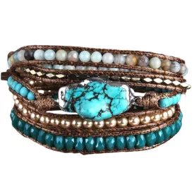   Türkiz Howlit Ásvány Karkötő ~85cm (+10cm Állítási Lehetőség)