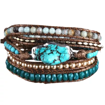 Türkiz Howlit Ásvány Karkötő ~85cm (+10cm Állítási Lehetőség)