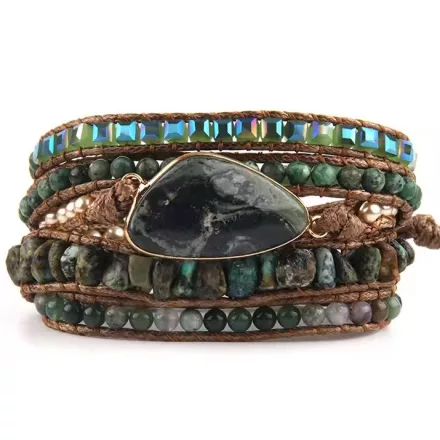 Kambaba Jáspis Ásvány Karkötő ~85cm (+10cm Állítási Lehetőség)