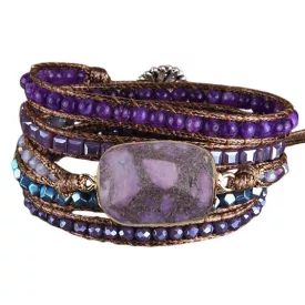   Lila Tengeri Jáspis Regalit Ásvány Karkötő ~85cm (+10cm Állítási Lehetőség)