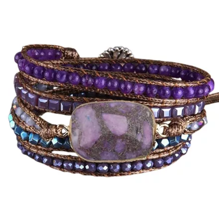 Lila Tengeri Jáspis Regalit Ásvány Karkötő ~85cm (+10cm Állítási Lehetőség)