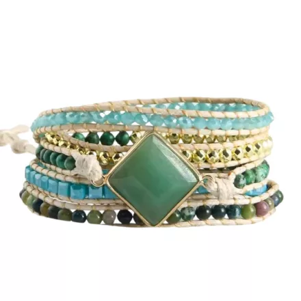 Zöld Aventurin Ásvány Karkötő ~85cm (+10cm Állítási Lehetőség)