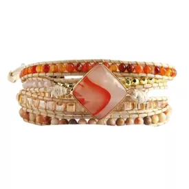   Karneol Achát Ásvány Karkötő ~85cm (+10cm Állítási Lehetőség)