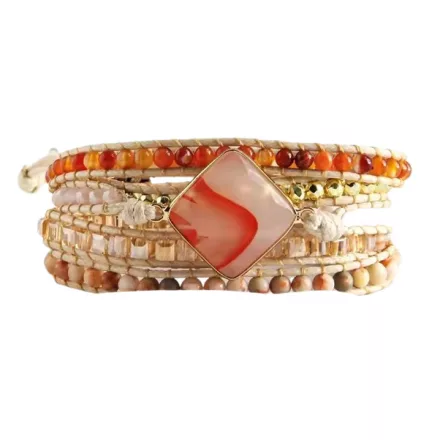 Karneol Achát Ásvány Karkötő ~85cm (+10cm Állítási Lehetőség)